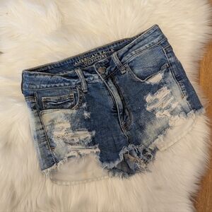 American Eagle Hi Rise Shortie Distressed